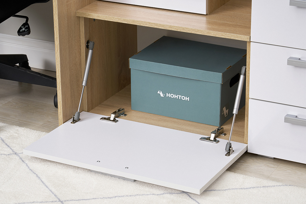 Стол компьютерный №6 белый глянцевый / дуб сонома