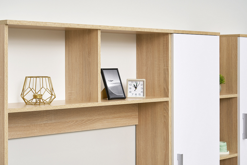 Стол компьютерный №6 белый глянцевый / дуб сонома