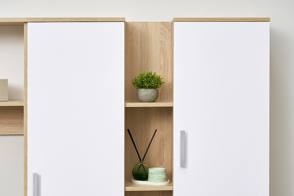 Стол компьютерный №6 белый глянцевый / дуб сонома