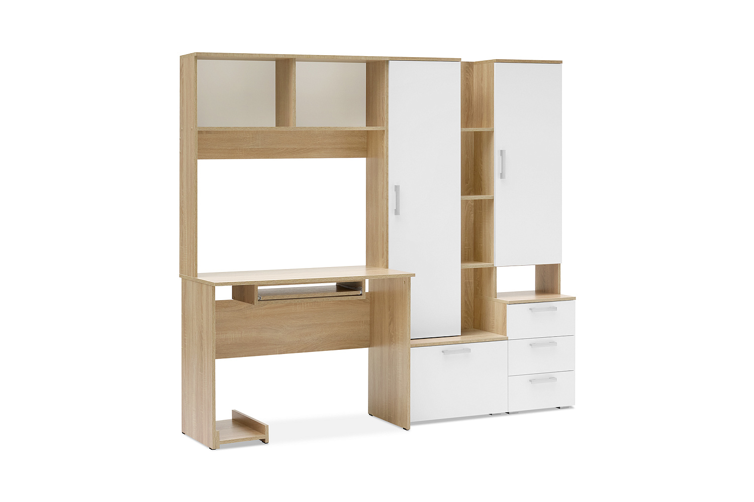 Стол компьютерный №6 белый глянцевый / дуб сонома