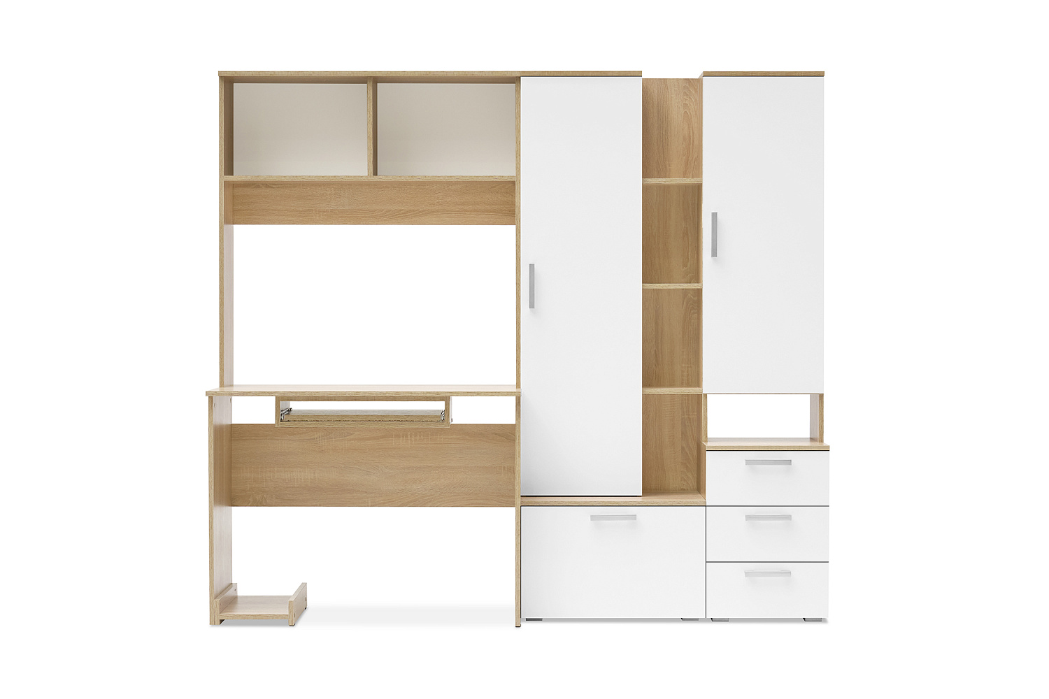 Стол компьютерный №6 белый глянцевый / дуб сонома