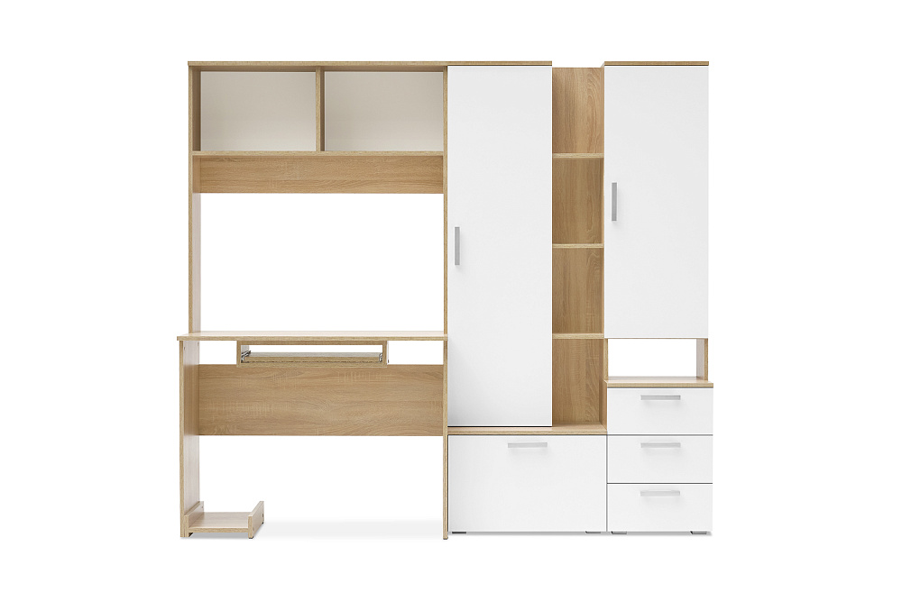 Стол компьютерный №6 белый глянцевый / дуб сонома