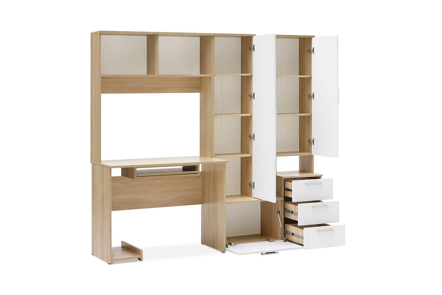 Стол компьютерный №6 белый глянцевый / дуб сонома