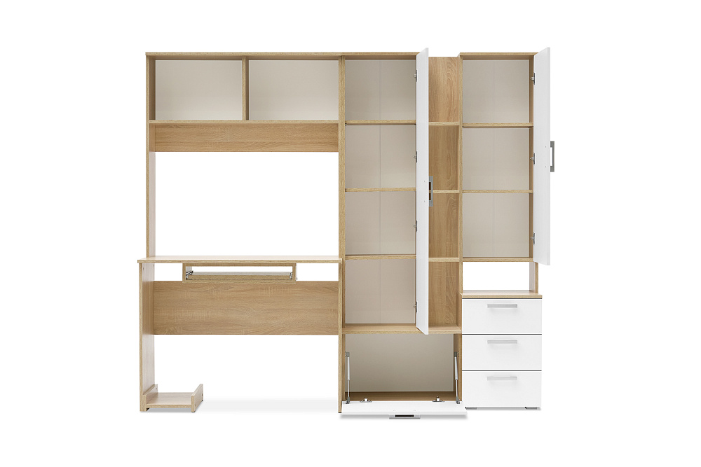 Стол компьютерный №6 белый глянцевый / дуб сонома