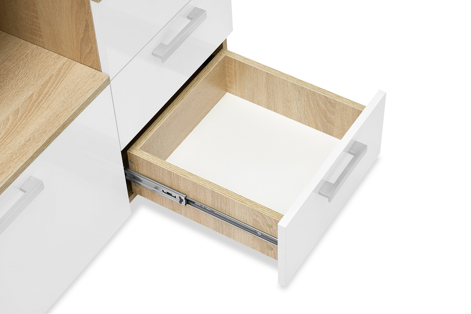 Стол компьютерный №6 белый глянцевый / дуб сонома