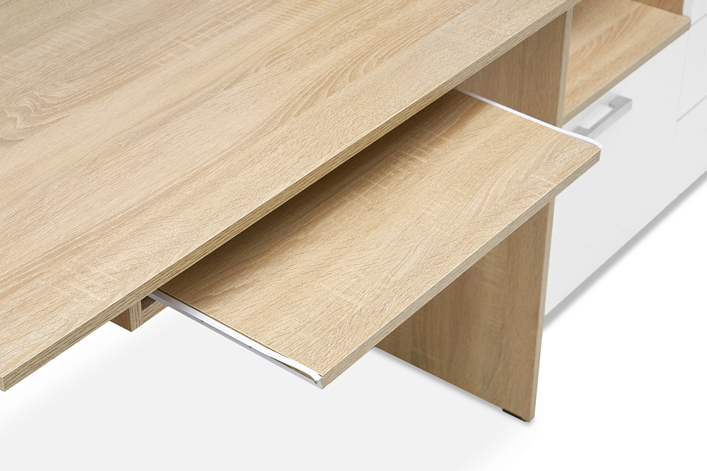 Стол компьютерный №6 белый глянцевый / дуб сонома