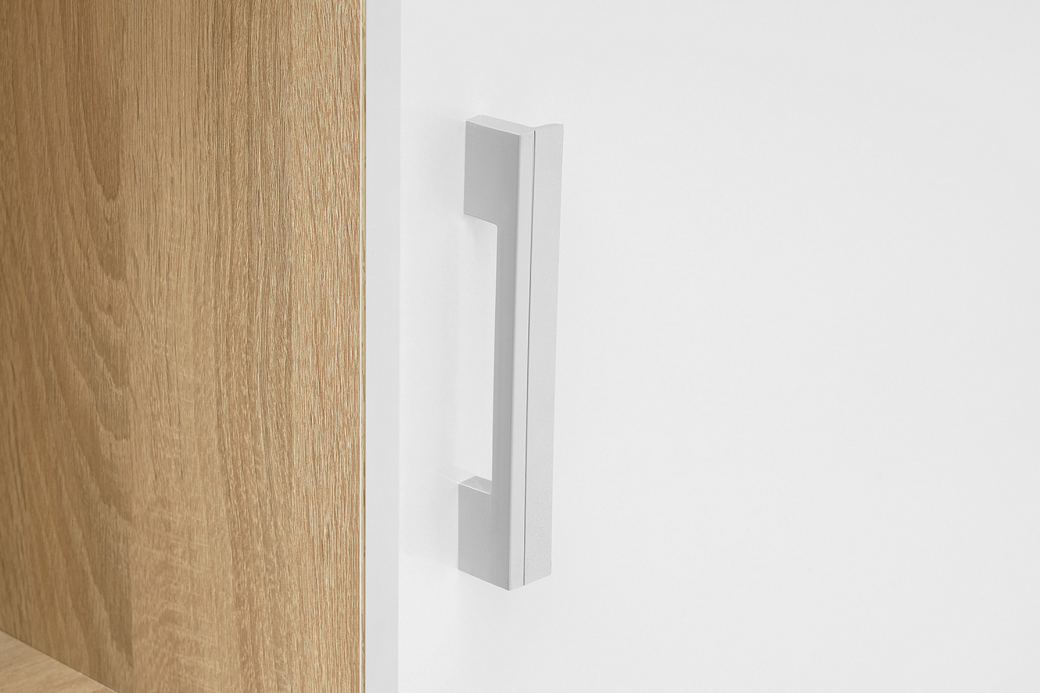 Стол компьютерный №6 белый глянцевый / дуб сонома