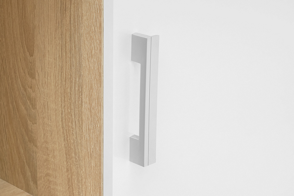 Стол компьютерный №6 белый глянцевый / дуб сонома