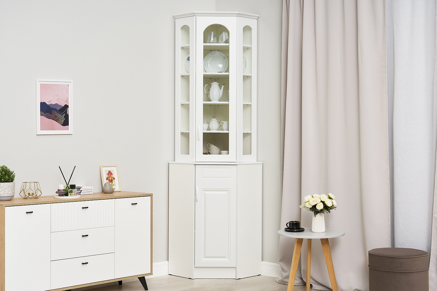 Буфет Констанция угловой белый матовый