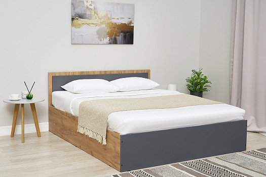 Кровать Мартина с подъемным механизмом графит / дуб крафт