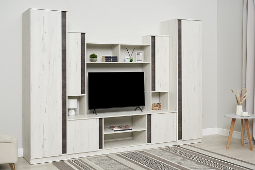 Гостиная Атлантида-5 бетон темный / дуб крафт белый