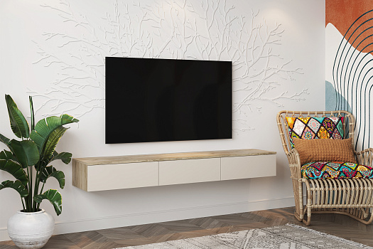 Тумба под ТВ Бохо ТМ-003 дуб крафт серый / кашемир