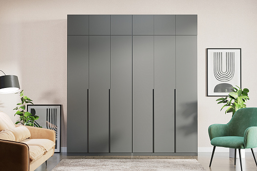 Комплект шкафов Тивина 2.4 м с антресолью графит серый