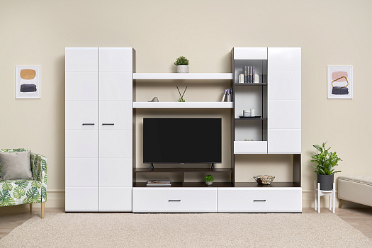 Гостиная Майями дуб венге / белый глянец