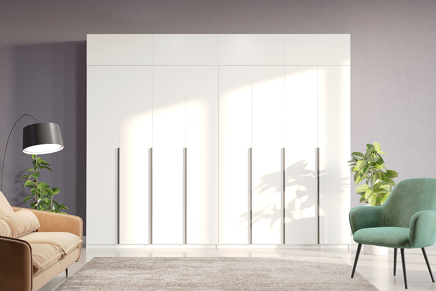 Комплект шкафов Тивина 3.2 м с антресолью белый текстурный