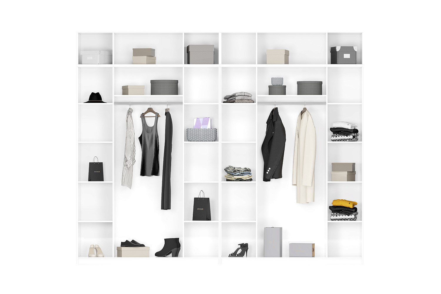 Комплект шкафов Тивина 3.2 м с антресолью белый текстурный