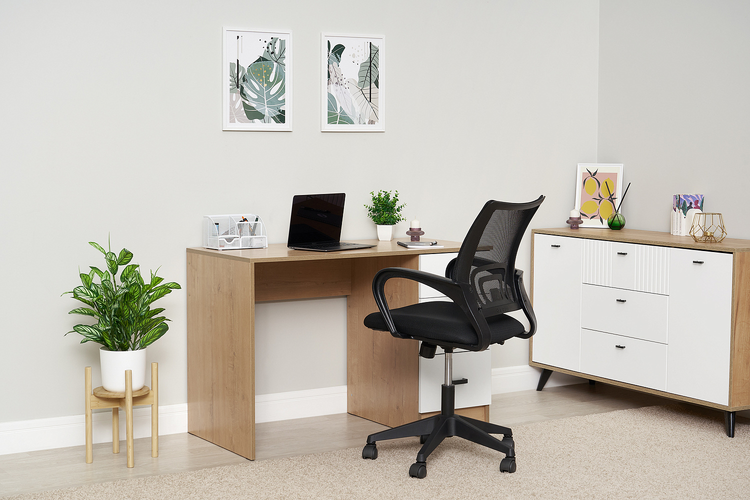 Стол письменный Стандарт дуб вотан / белый