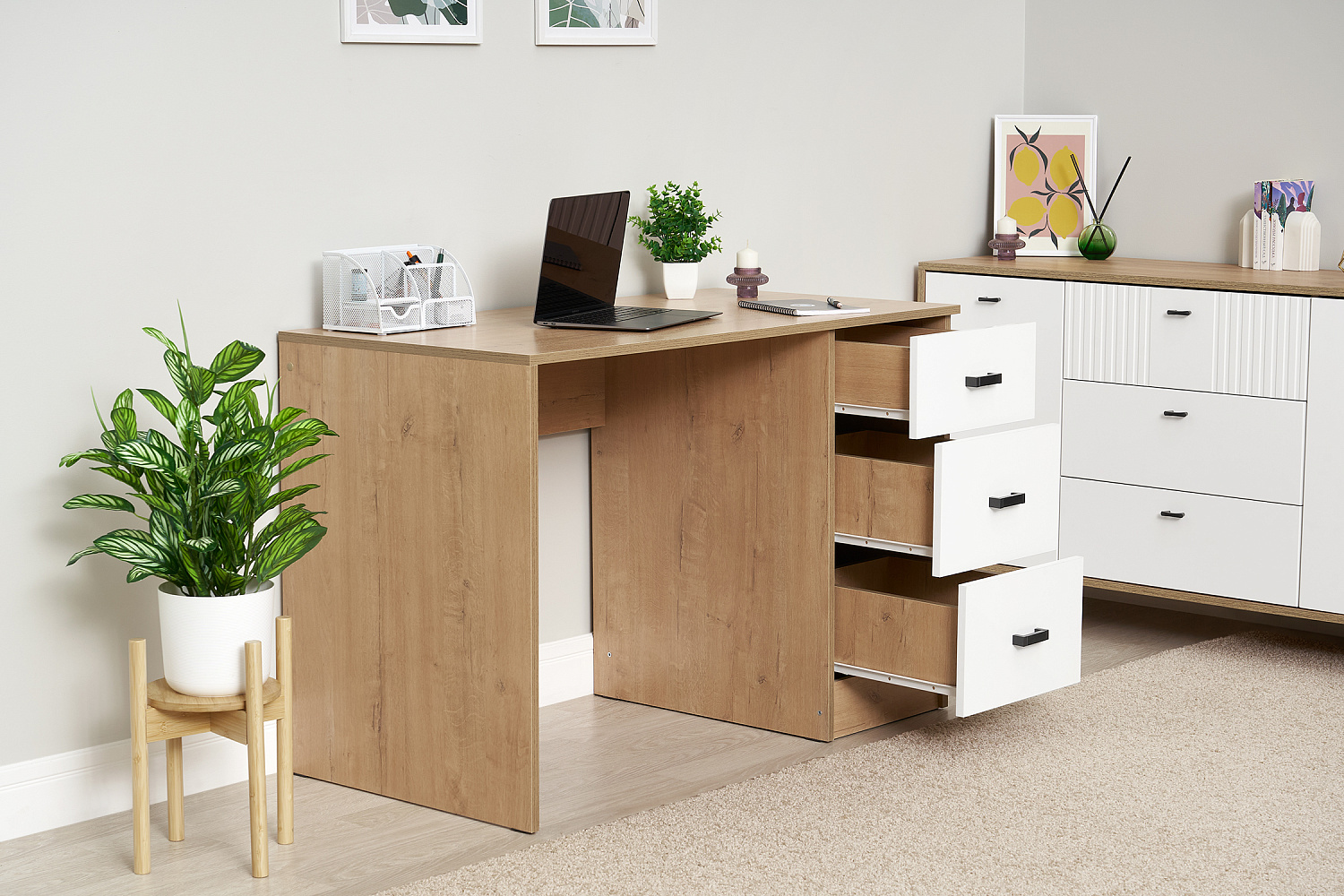 Стол письменный Стандарт дуб вотан / белый