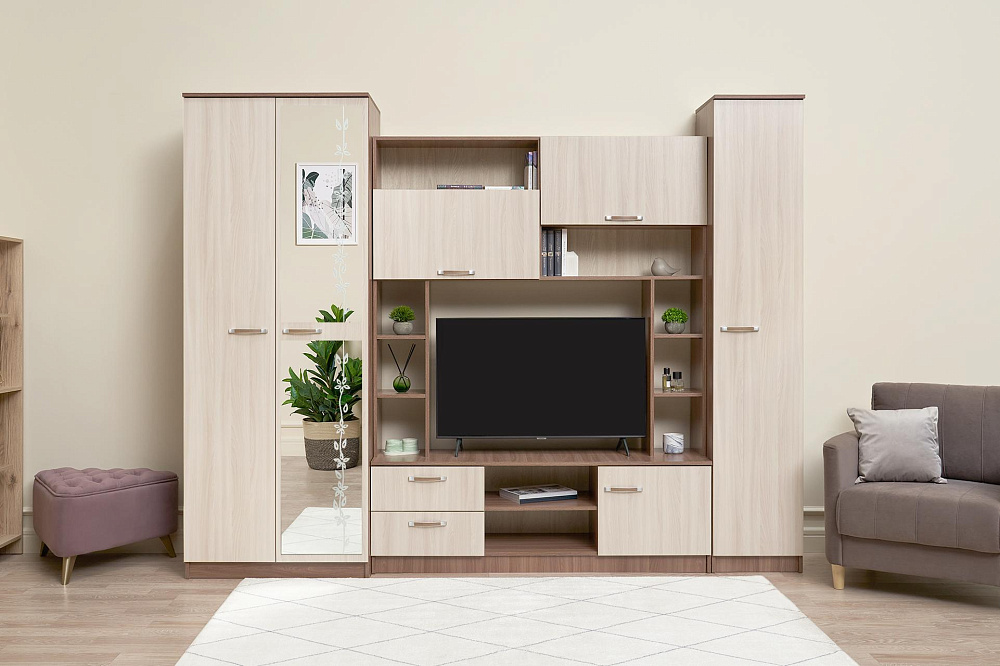 Стенка Марта-11 ясень шимо темный / ясень шимо светлый