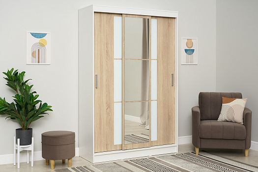 Шкаф-купе 3-х дверный Денвер белый / сонома