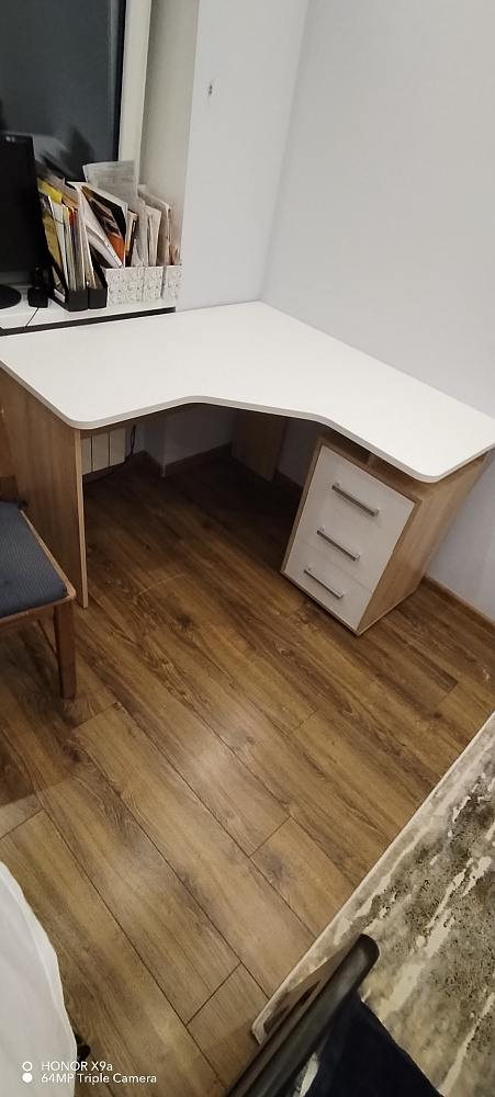 Стол компьютерный угловой Лайт-2 дуб сонома / белый