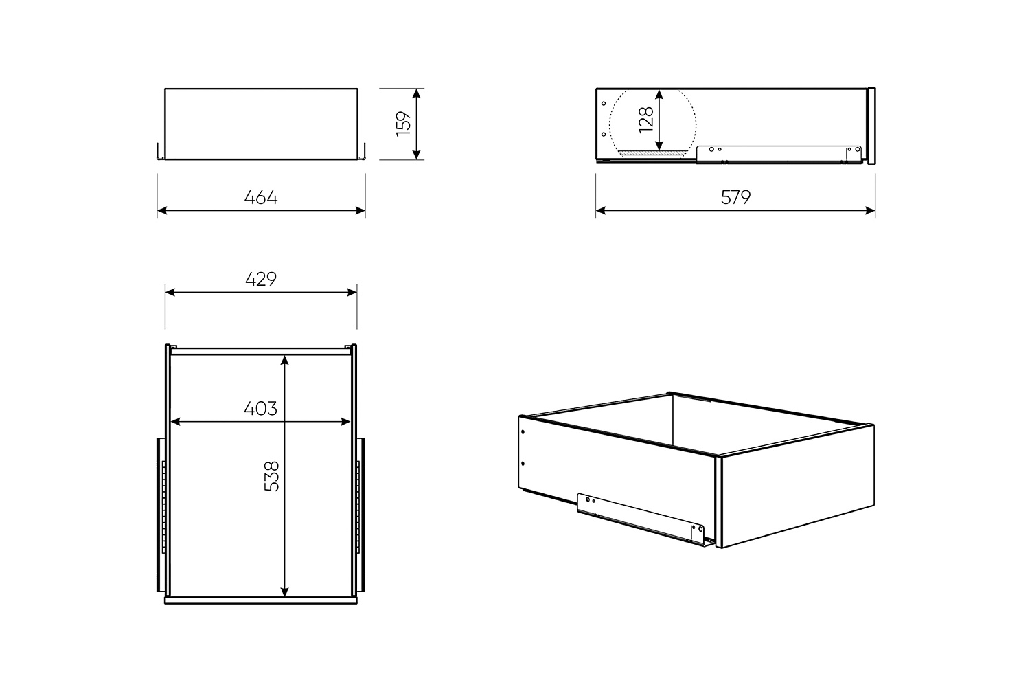 Ящик выдвижной Макс 50х58 см серый