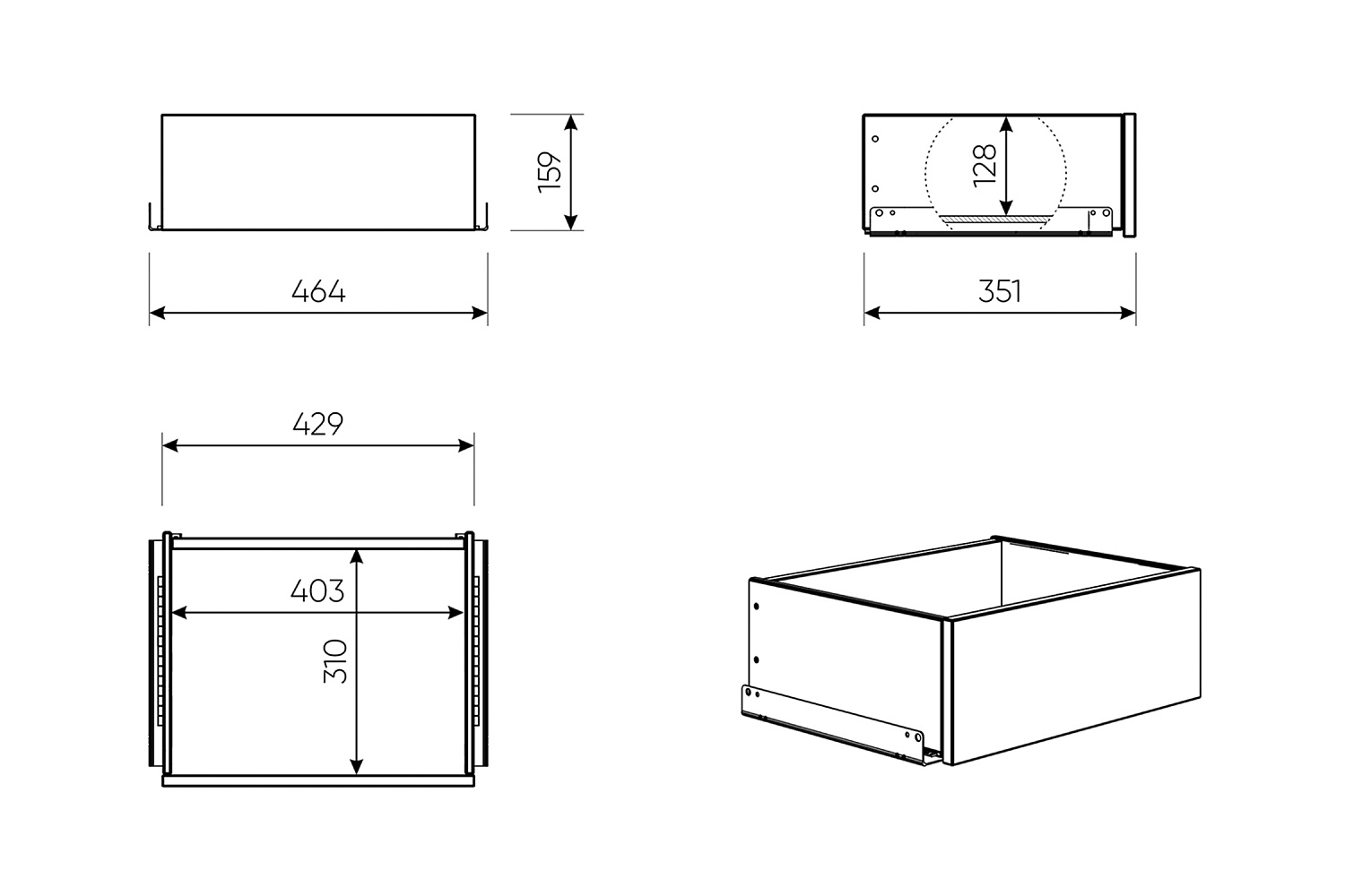 Ящик выдвижной Макс 50х36 см серый