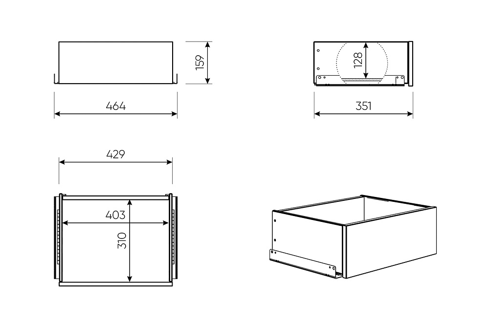 Ящик выдвижной Макс 50х36 см серый