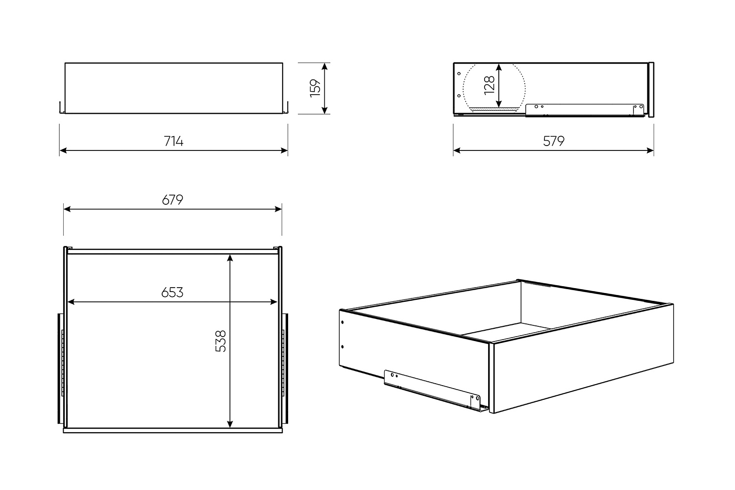 Ящик выдвижной Макс 75х58 см серый