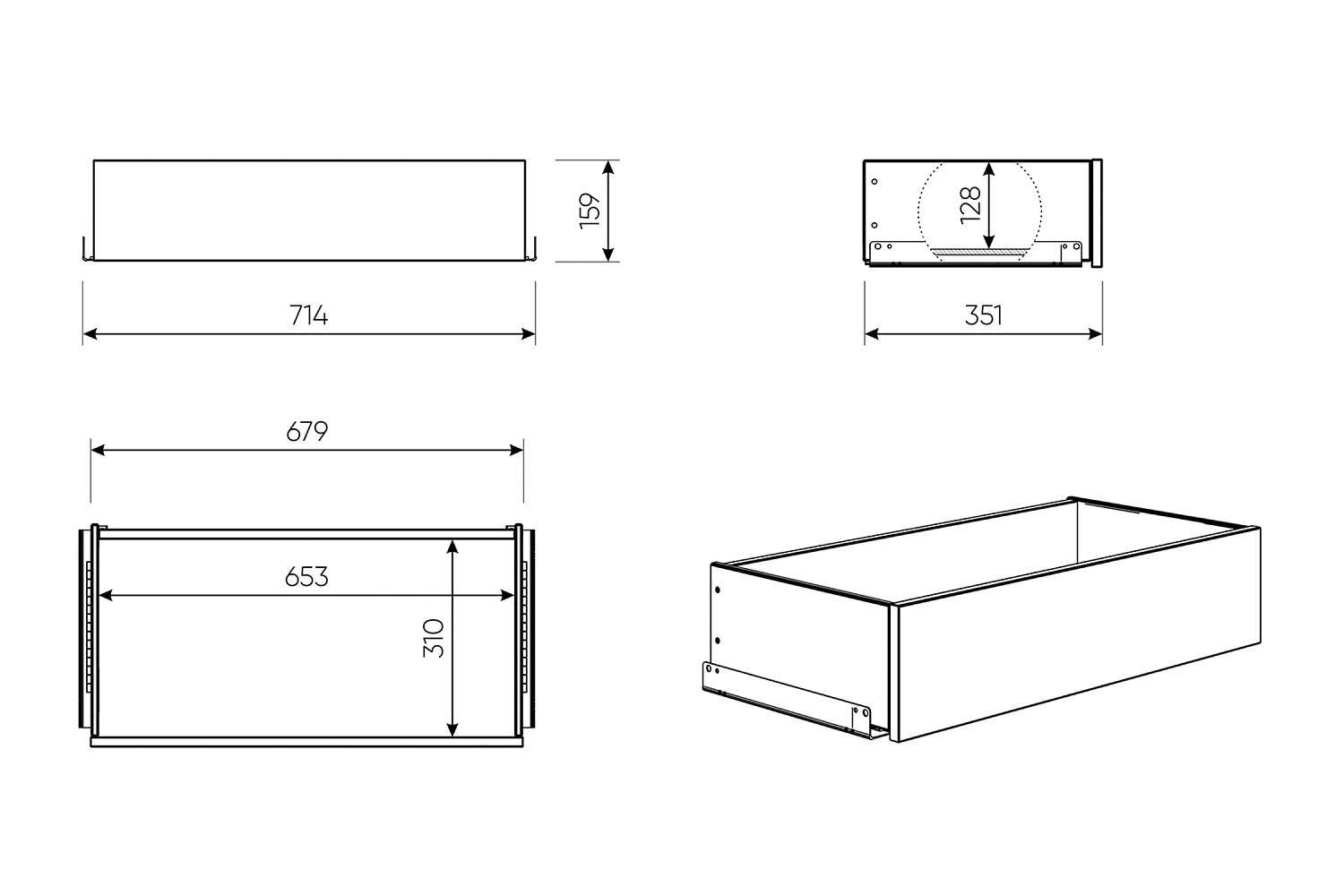 Ящик выдвижной Макс 75х36 см белый