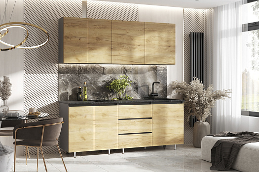 Кухня Челси 2.0 м компоновка №2 дуб крафт