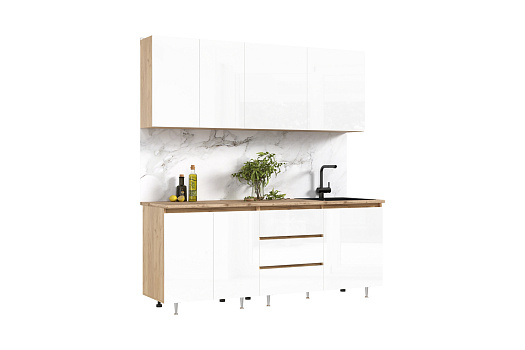 Кухня Челси 2.0 м компоновка №2 белый глянец холодный