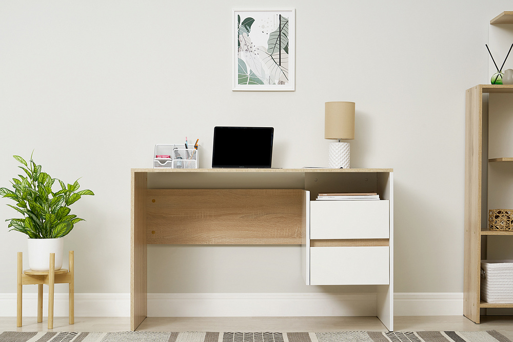 Стол компьютерный №9 дуб сонома / белый