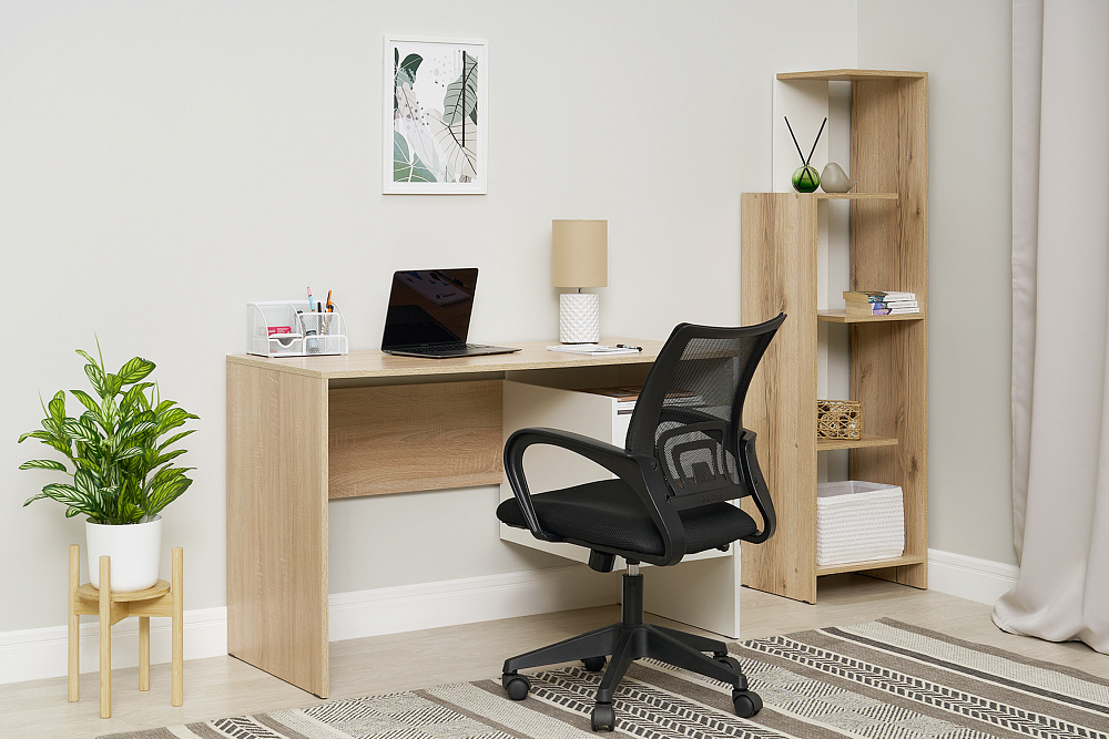 Стол компьютерный №9 дуб сонома / белый