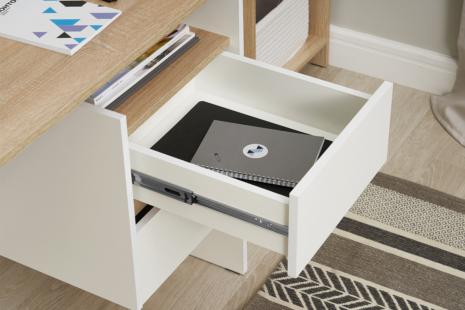 Стол компьютерный №9 дуб сонома / белый