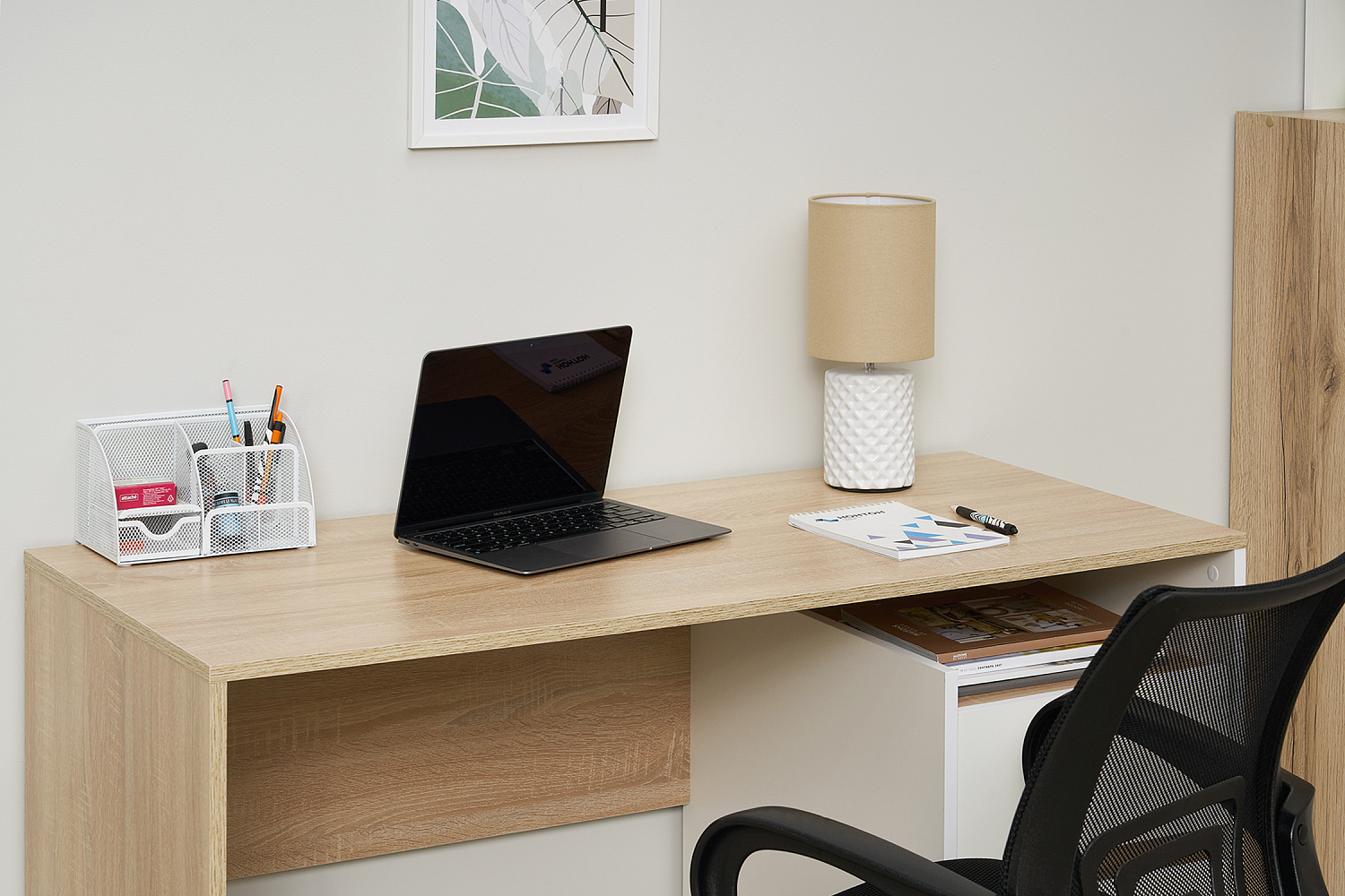 Стол компьютерный №9 дуб сонома / белый