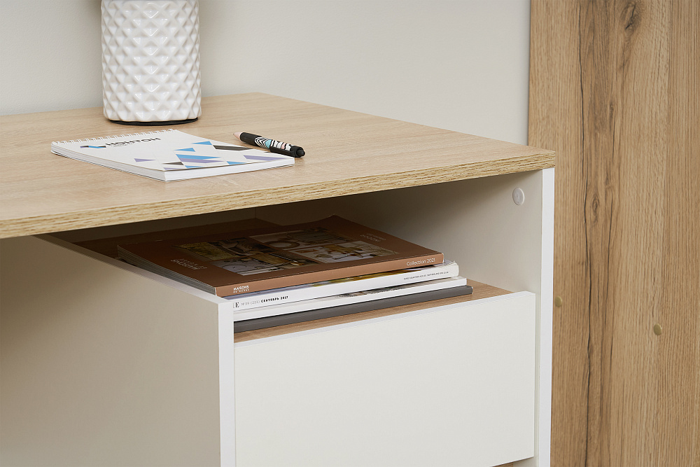 Стол компьютерный №9 дуб сонома / белый