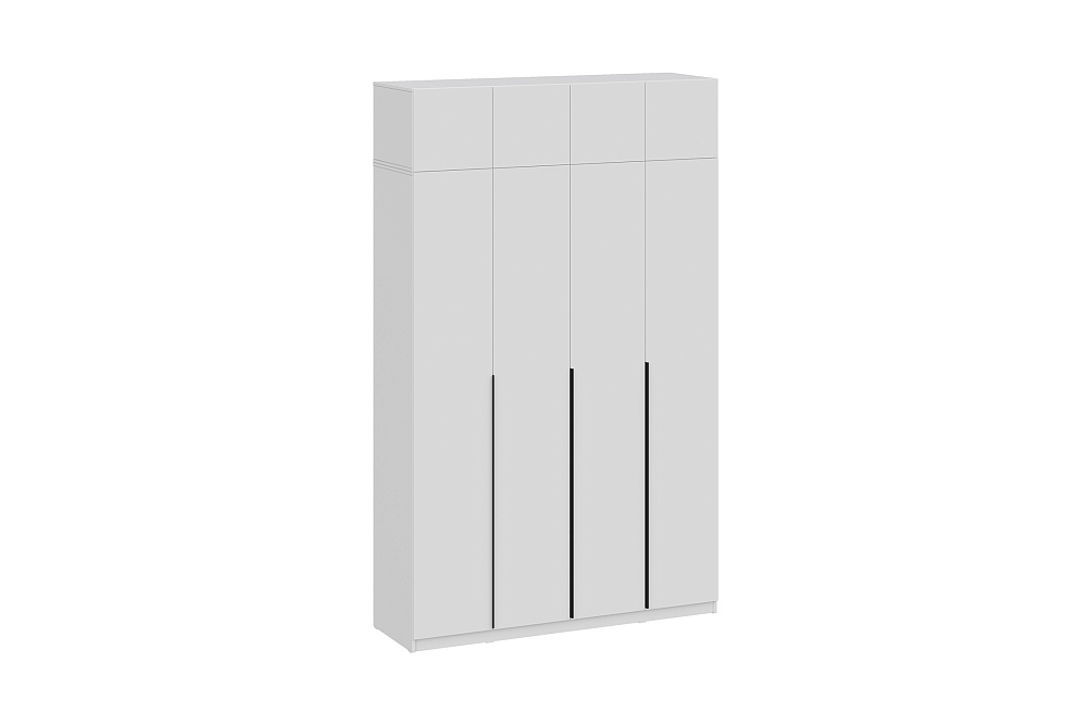 Шкаф 4-х створчатый Тивина с антресолью белый текстурный