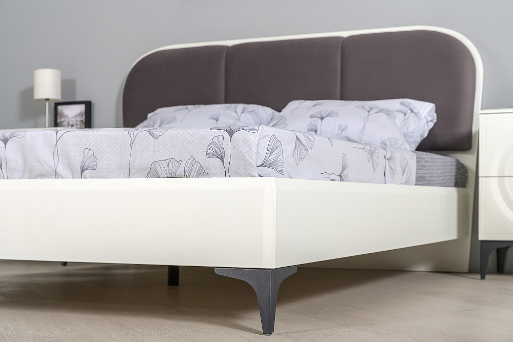 Кровать Валенсия 11.36.02 белый шагрень / серый арт. 08-206079 160х200 ...