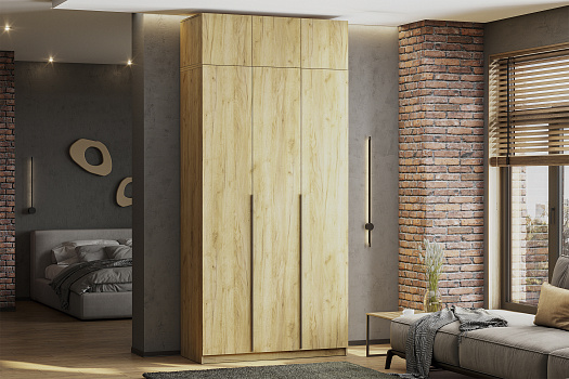 Шкаф 3-х створчатый Тивина с антресолью дуб золотой