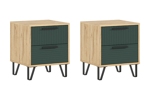 Комплект прикроватных тумб Флэш дуб крафт / браш мени грин