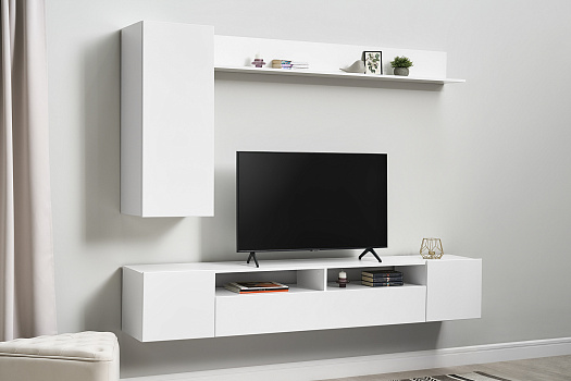 Стенка Соло-16 белый / белый глянец