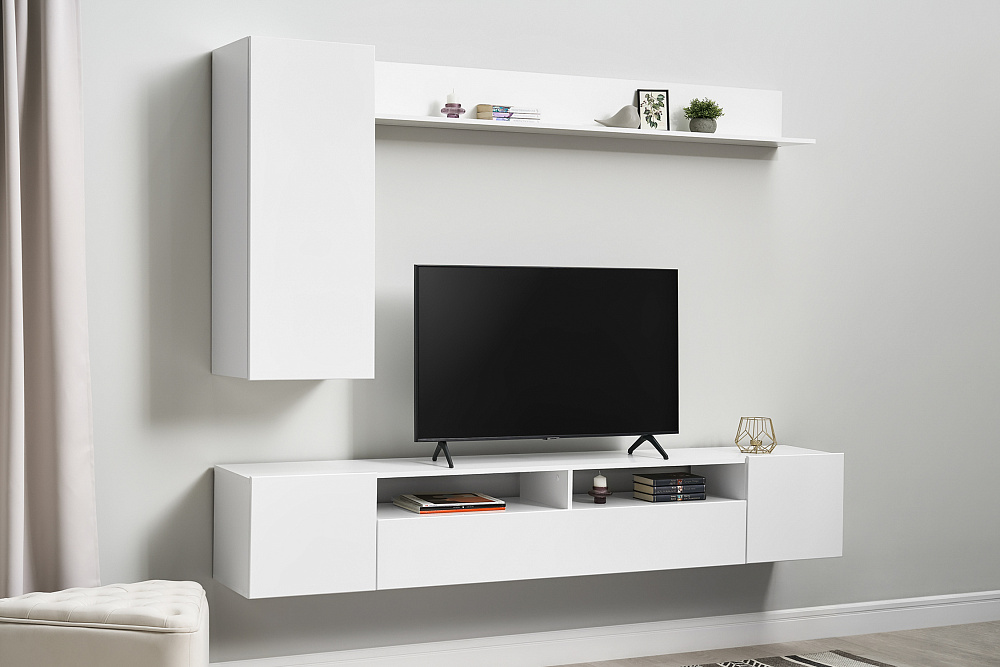 Стенка Соло-16 белый / белый глянец