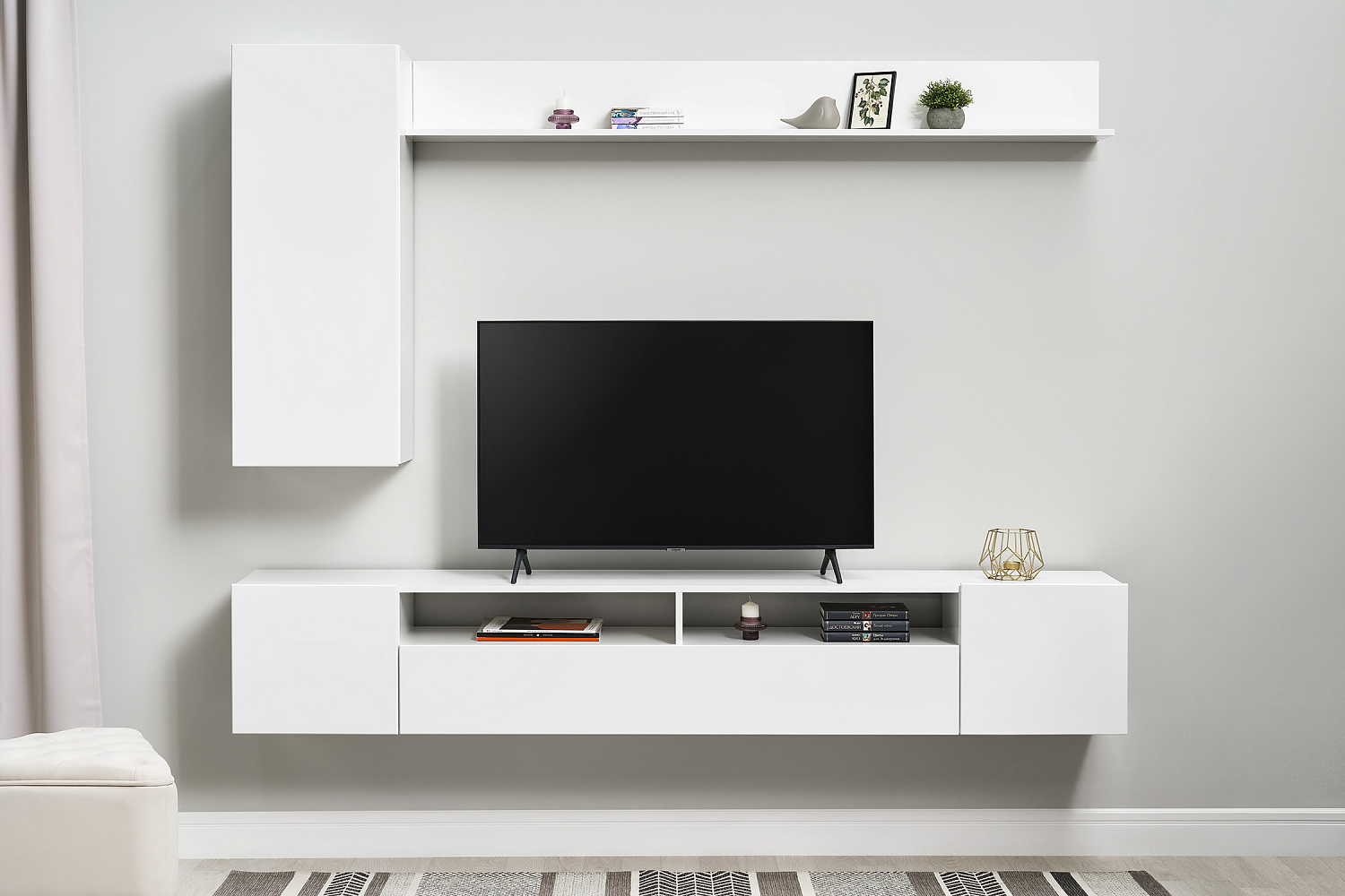 Стенка Соло-16 белый / белый глянец