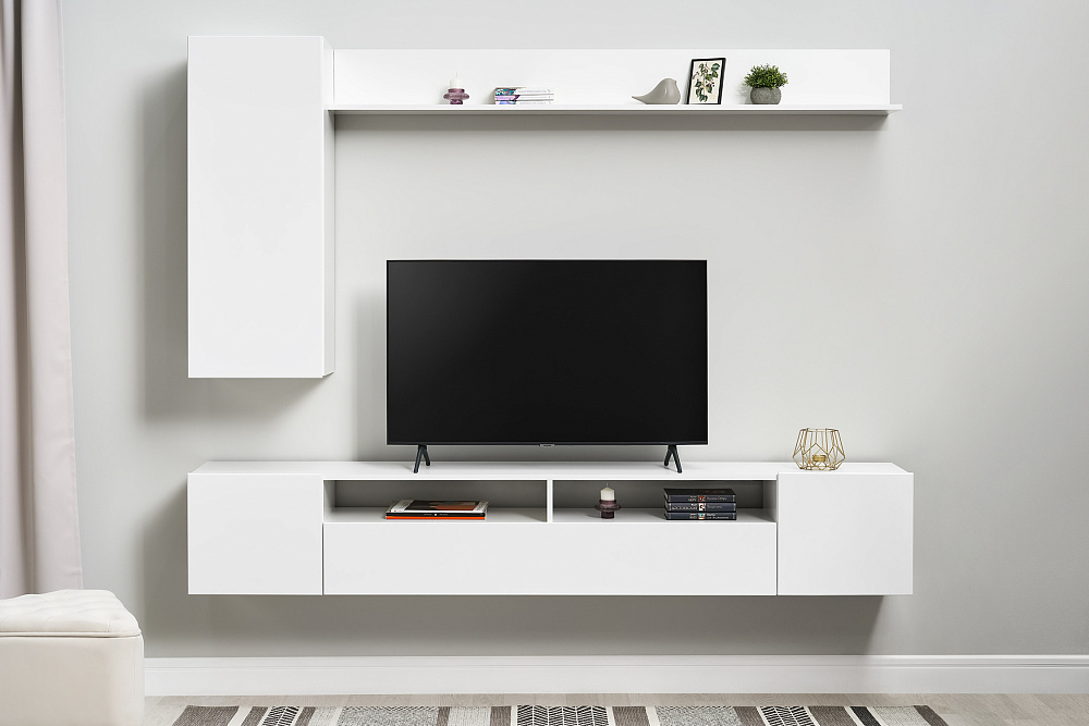 Стенка Соло-16 белый / белый глянец