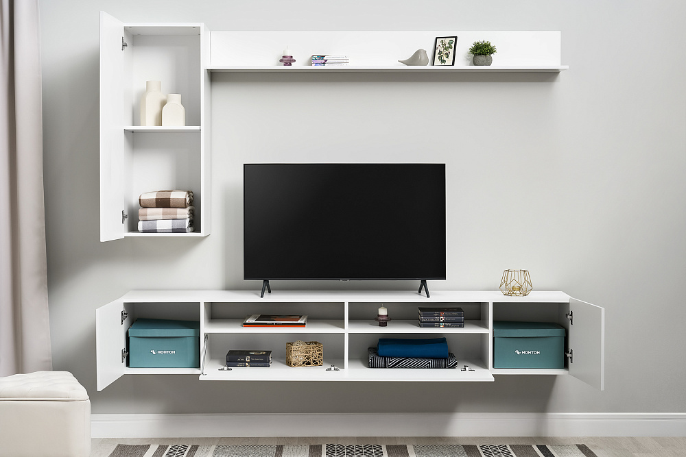 Стенка Соло-16 белый / белый глянец