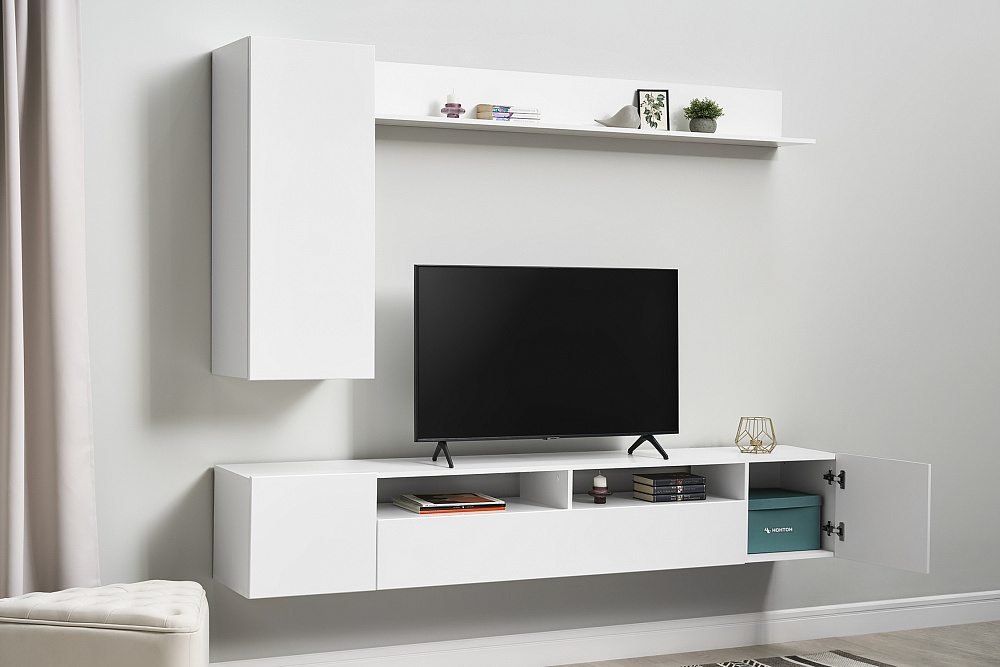 Стенка Соло-16 белый / белый глянец