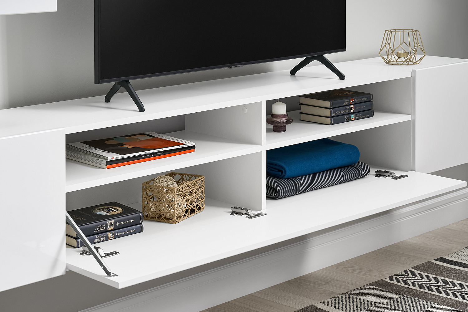 Стенка Соло-16 белый / белый глянец