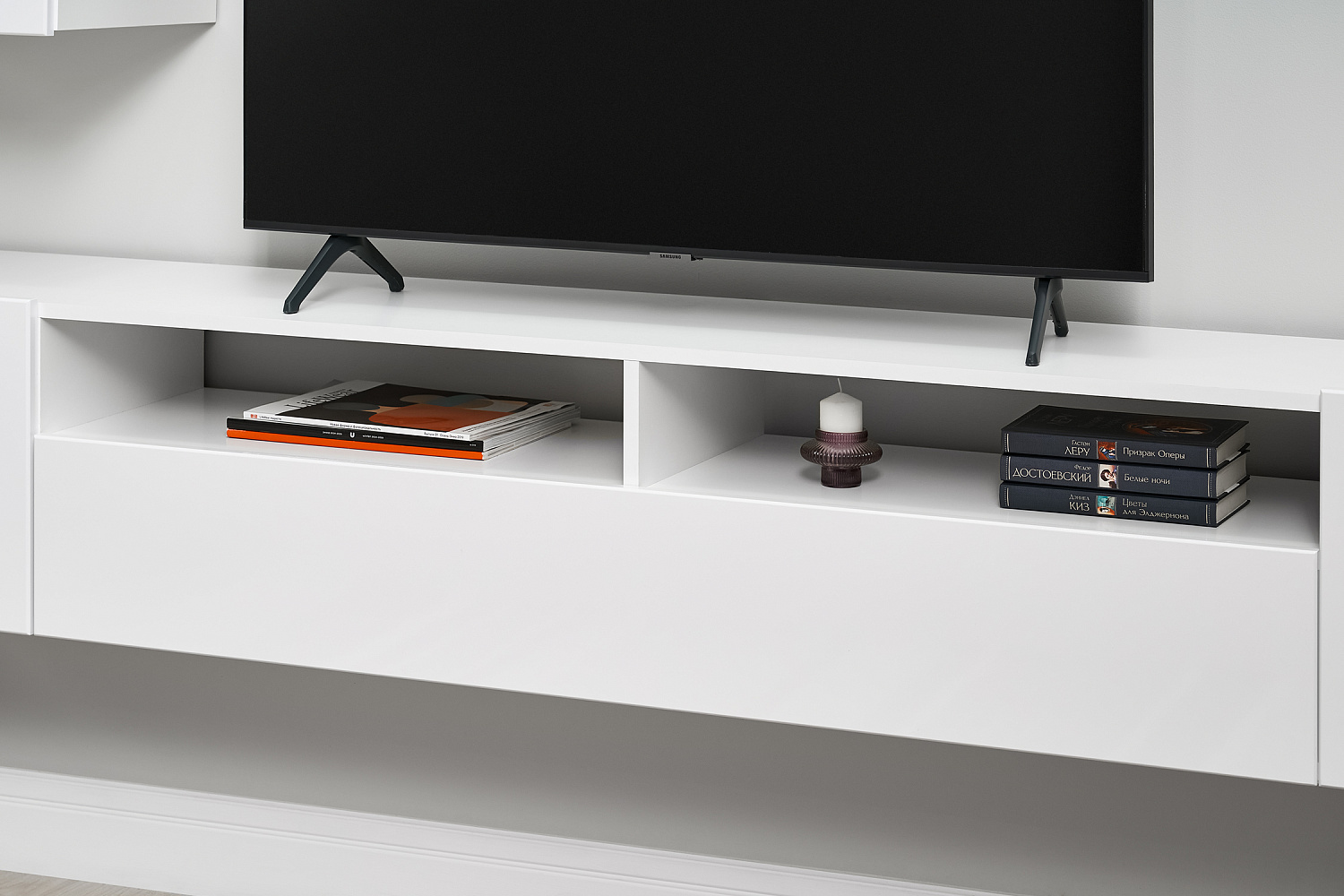 Стенка Соло-16 белый / белый глянец