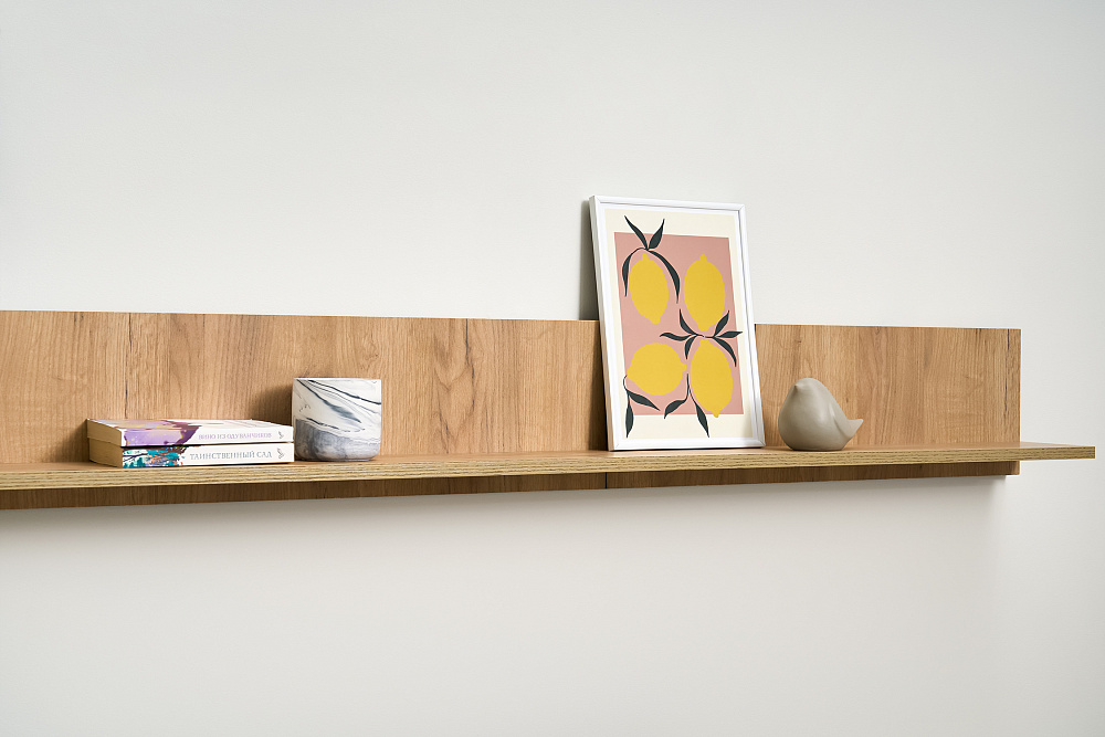 Стенка Бостон дуб крафт золотой / белый глянец